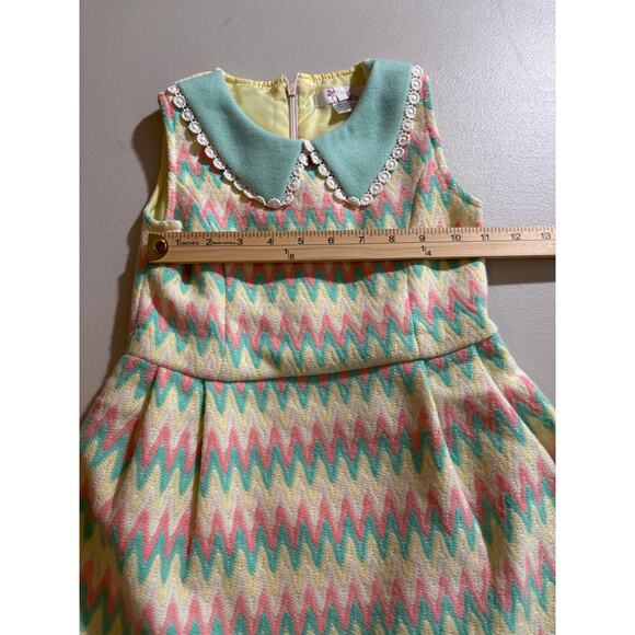 Sweet Charlotte Kids Girl's Size 5 Colorful Pink Cute Geometric Print Mini Dress - Picture 5 of 9